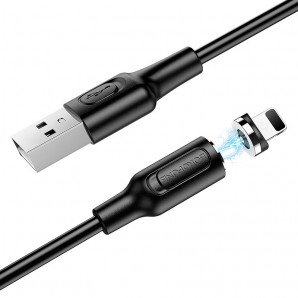 Кабель Borofone BX41 USB (m)-Lightning (m) 1.0м 2.4A силикон, магнитный, чёрный фото №20795