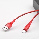 Кабель HOCO X26 USB (m)-Lightning (m) 1.0м 2.1A ткань красный фото №20952