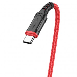 Кабель Borofone BX67 USB 2.0 - TYPE-C 1.0м 2,4A ткань, красный фото №21024