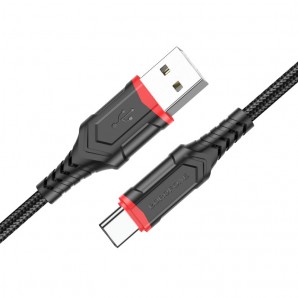Кабель Borofone BX67 USB 2.0 - TYPE-C 1.0м 2,4A ткань, чёрный фото №21025
