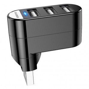 Разветвитель Borofone DH3, 3 USB выхода USB 3.0, чёрный фото №21046