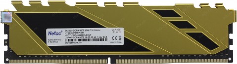 Память DDR IV 08GB 3600MHz Netac Shadow CL18 1.35V / NTSDD4P36SP-08Y / Yellow / with radiator фото №21057