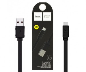 Кабель USB -Am/microB 5p 1.0м HOCO X5 2.0A плоский черный фото №21106