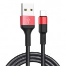Кабель HOCO  X26 USB 2.0 - TYPE-C 1.0м, круглый, 3.0A, ткань, красный фото №21160