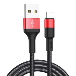 Кабель HOCO  X26 USB 2.0 - TYPE-C 1.0м, круглый, 3.0A, ткань, красный фото №21160