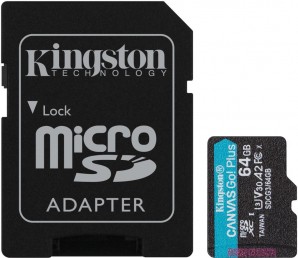 Память MicroSDXC 064GB Kingston Class 10 170R A2 U3 V30 <SDCG3/64GB> Canvas Go Plus с адапт фото №21318