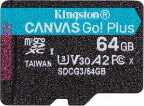 Память MicroSDXC 064GB Kingston Class 10 170R A2 U3 V30 <SDCG3/64GBSP> Canvas Go Plus без ад фото №21320