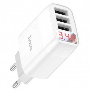 Адаптер питания HOCO C93A 3 USB 3400mA, белый фото №21540