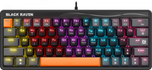 Клавиатура Defender GK-417 Black Raven RU,3цвета(Orange),радужная,63кнопки фото №21744