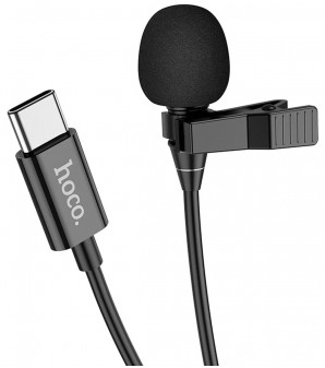 Микрофон HOCO, L14, Lavalier, пластик, кабель Type-C, чёрный фото №21752