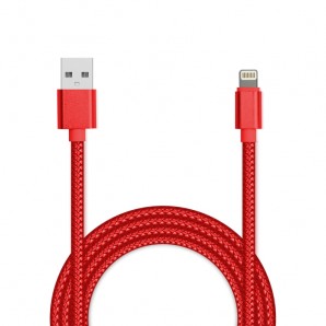 Кабель Jet.A USB - 8-pin для Apple JA-DC44 2м красный(в оплётке, USB2.0/lightning 8pin, 2A) фото №22119