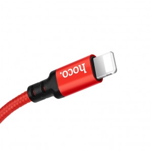 Кабель HOCO X14 USB (m)-Lightning (m) 2.0м 2.0A ткань красный фото №22300