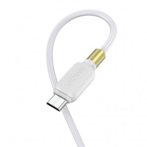 Кабель USB -Am/microB 5p 1.0м Borofone BX59 2.4A белый, золотая вставка фото №22301
