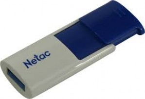 Память Flash USB 64 Gb Netac U182 Blue <NT03U182N-064G-30BL>, USB3.0, сдвижной корпус, пластиковая бело-синяя фото №22406