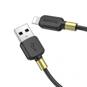 Кабель Borofone BX59 USB (m)-Lightning (m) 1.0м 2.4A чёрный, золотая вставка фото №22475