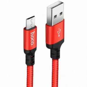 Кабель USB -Am/microB 5p 2.0м HOCO X14 2.0A ткань красный фото №22662