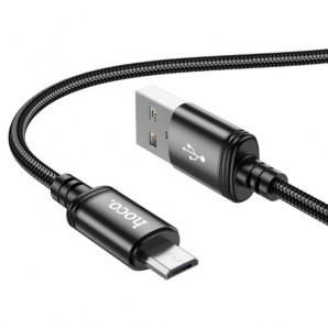 Кабель USB -Am/microB 5p 3.0м HOCO X91 Radiance, 2.4A, силикон, чёрный фото №22666