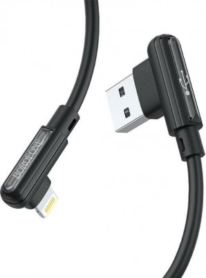 Кабель Borofone BX58 USB (m)-Lightning (m) 1.0м 2.4A силикон черный боковой фото №22709