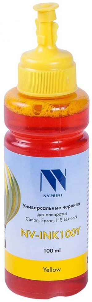 Чернила NV PRINT универсальные на водной основе для Сanon, Epson, НР, Lexmark (100 ml) Yellow фото №22717
