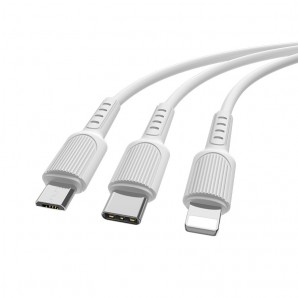 Кабель USB - 8 pin, Type-C, микро USB Borofone BX17 Enjoy, 1.0м, 2.4A, белый фото №23079