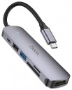 Разветвитель HOCO HB28, 6 Гнезд, PD, USB3.0, USB2.0, HDMI, TF, SD, цвет: серый фото №23207