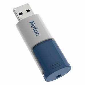 Память Flash USB 128 Gb Netac U182 Blue <NT03U182N-128G-30BL>, USB3.0, сдвижной корпус, пластиковая бело-синяя фото №23378