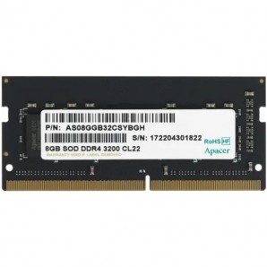 Память SO-DIMM DDR IV 08GB 3200MHz Apacer ES.08G21.GSH Non-ECC, CL22, 1.2V, 1024x8, RTL фото №23400