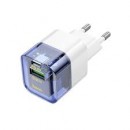 Адаптер питания HOCO C131A USB, Type-C 30W Platinum, PD, QC, FCP, AFC, синий, прозрачный фото №23558